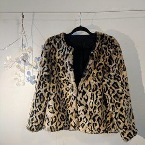 Cheetah/Leopard Print Kimono Faux Fur Jacket
